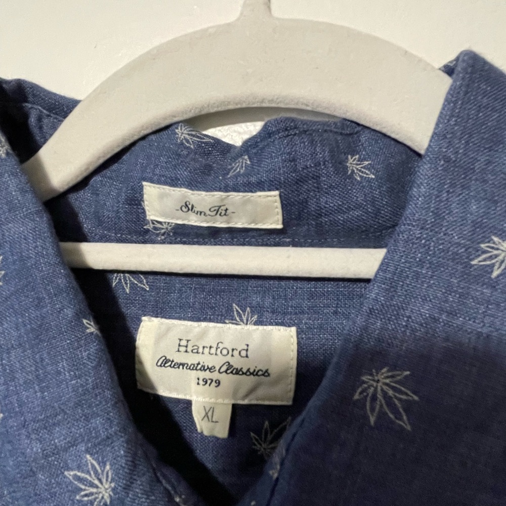 Hartford Slim Fit Classic Button Down - Size XL. Cannabis print